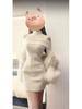 Off-Shoulder Knitted Bodycon Dress - Long Sleeve, Autumn/Winter Style, Waist-Cinching Short Skirt