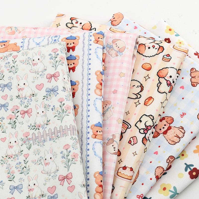 0.5m/1m/2m Cartoon Printed Thickened Canvas Fabric for Sewing Tablecloths Curtains Canvas Bags Handmade DIY Decorative Fabrics