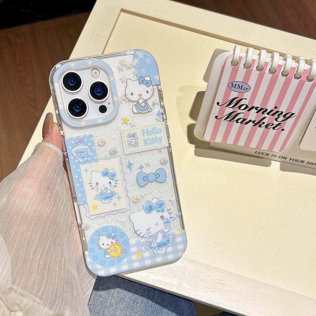 Trendy IMD Side Profile Blue Kitty-Chan Series Drop-Proof Phone Case for Apple iPhone 17 Pro Max/16/15