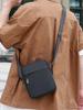 Men's Black Oxford Cloth Crossbody Bag with Printed Logo