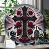 Vintage Gothic Metal Wall Art Tin Sign Halloween Skull Cemetery Decor