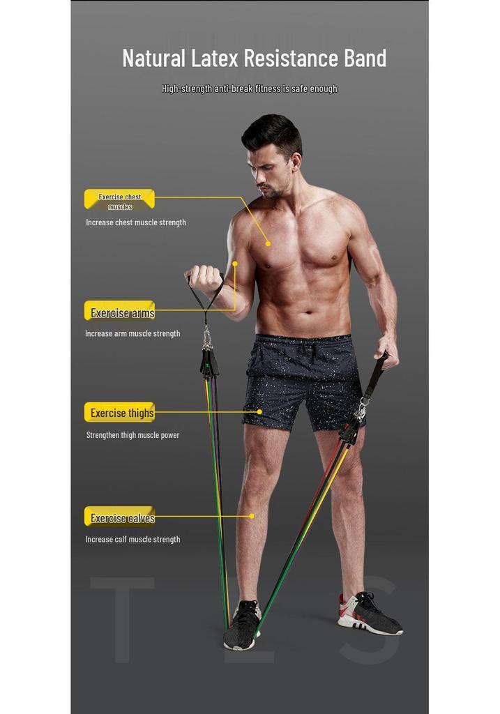 11-Piece TPE Resistance Bands Set with Pulley and Hooks for Home Fitness