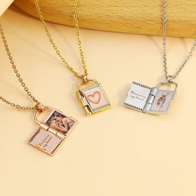 Custom Photo Envelope Necklace Can Opend Personalized Engraved Name Necklace Pendant Necklace Unique  Gift Memorial Gift