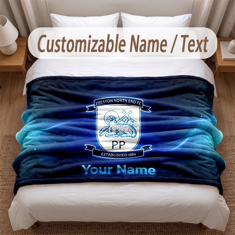 Preston North End Bedruckte Flanelldecke Mit Personalisierbarem Namen Text Weiche Warme Überwurfdecke Für Schlafzimmer Weihnachtsgeschenk