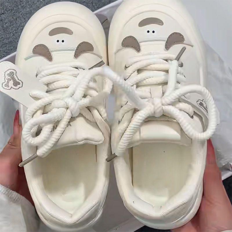 Cute Korean platform canvas shoes 2025 spring new little white shoes versatile trendy shoes bread shoes sports shoes women