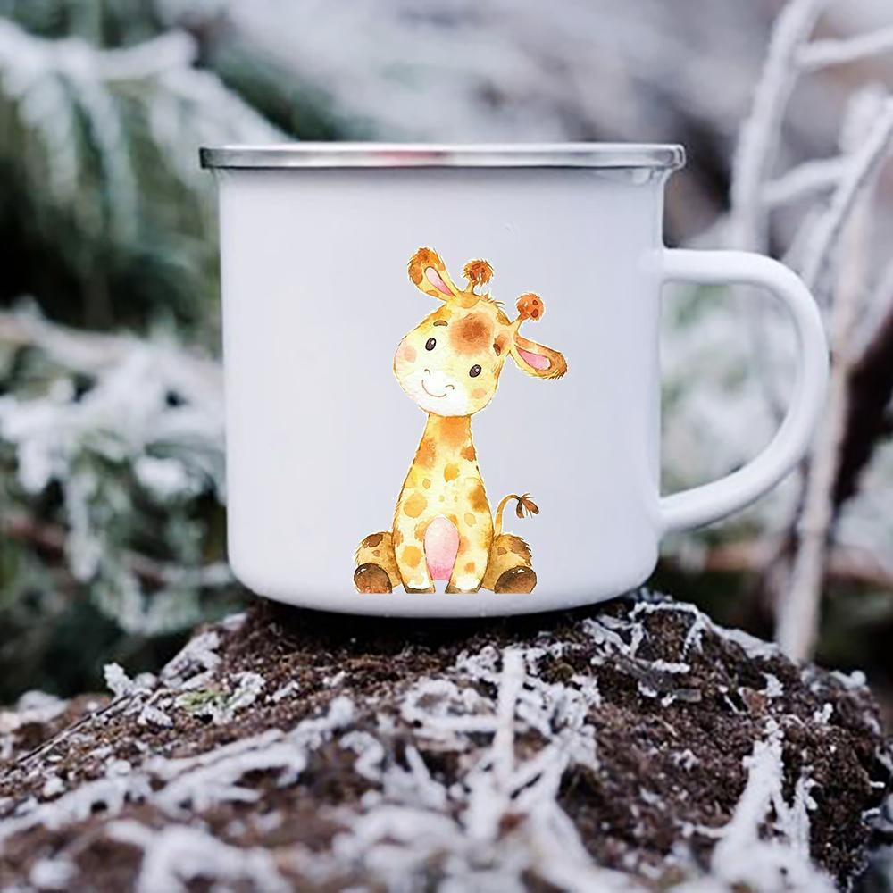 Cute Cartoon Animal Deer Raccoon Owl Print Mugs Camping Cup of Coffee Cupshe Original Breakfast Cups To Sublimate Drinkware Mug