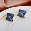 European and American personality ins small fragrance irregular square drop glaze earclips light luxury high-end geometric earrings earrings women