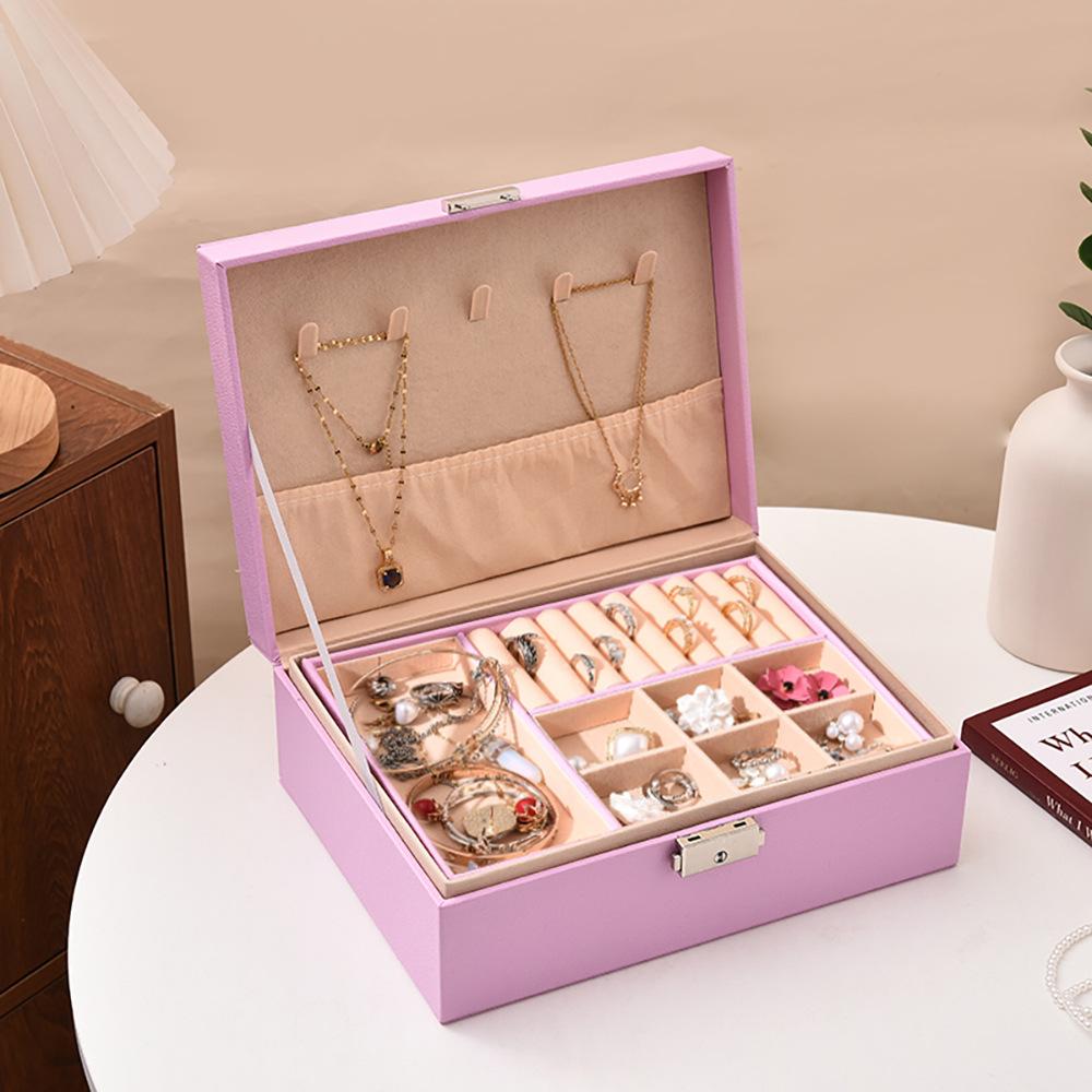 Exquisite dreischichtige Schmuckaufbewahrungsbox mit großem Fassungsvermögen und mehrschichtiger Schublade für Halsketten, Ohrringe und Handschmuck