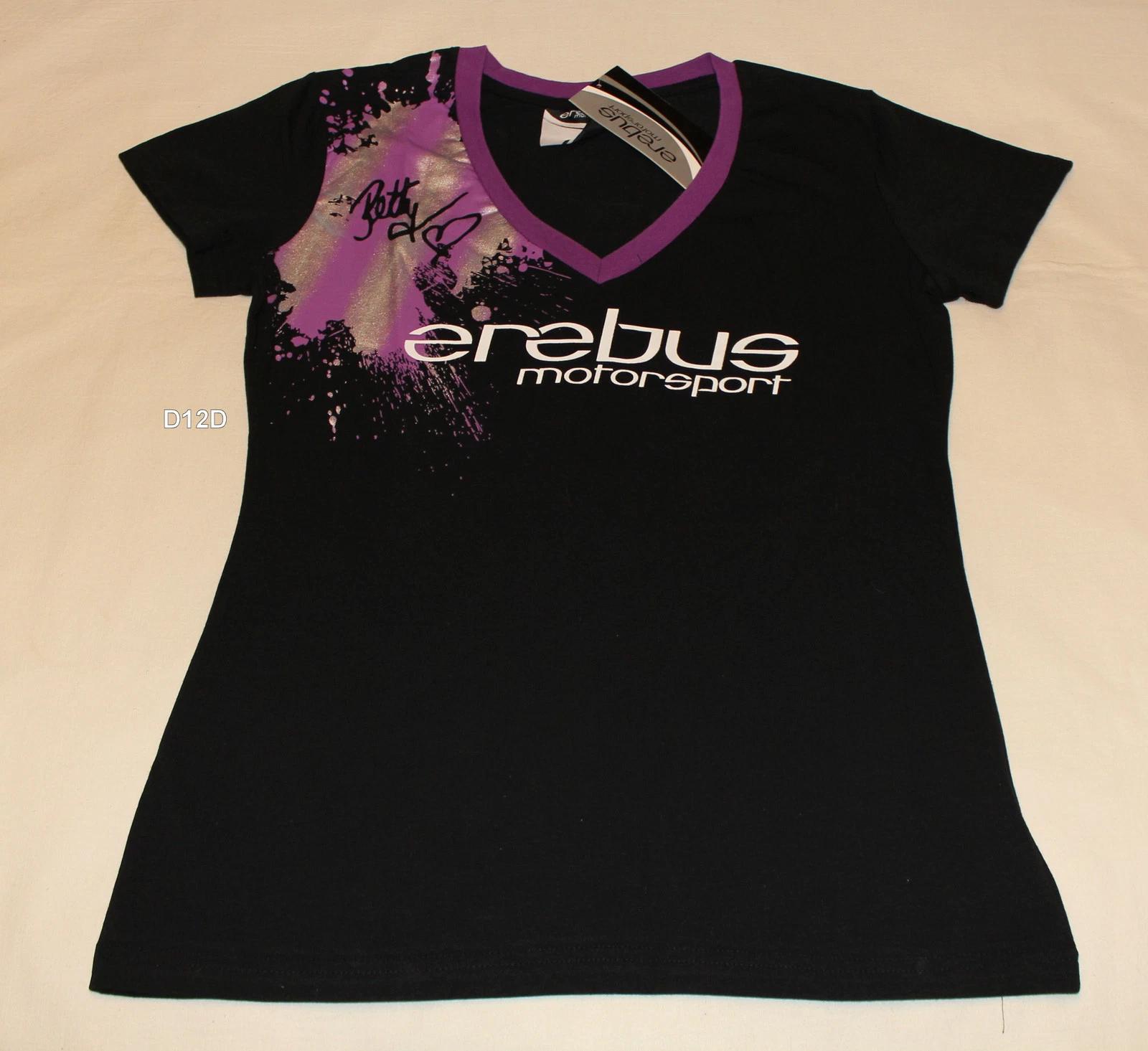 

Erebus Motorsport V8 Ladies Betty Bling Black Purple Printed T Shirt Size 10 New XL