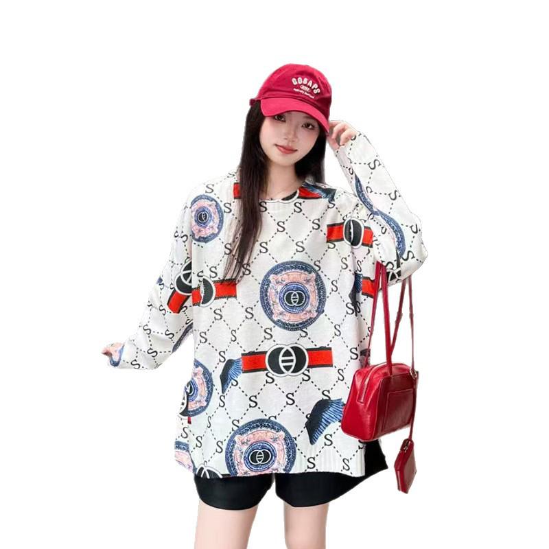 2025 Korean Style Women's Slim Fit Cartoon Print Knit Sweater for Autumn/Winter
