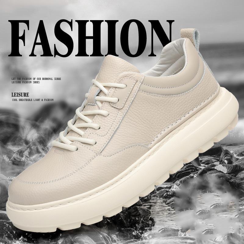New High Quality Men Genuine Leather Shoes Autumn Comfortable Sneakers Fashion Man Shoes Soft Leather Versatile Skateboard Shoes