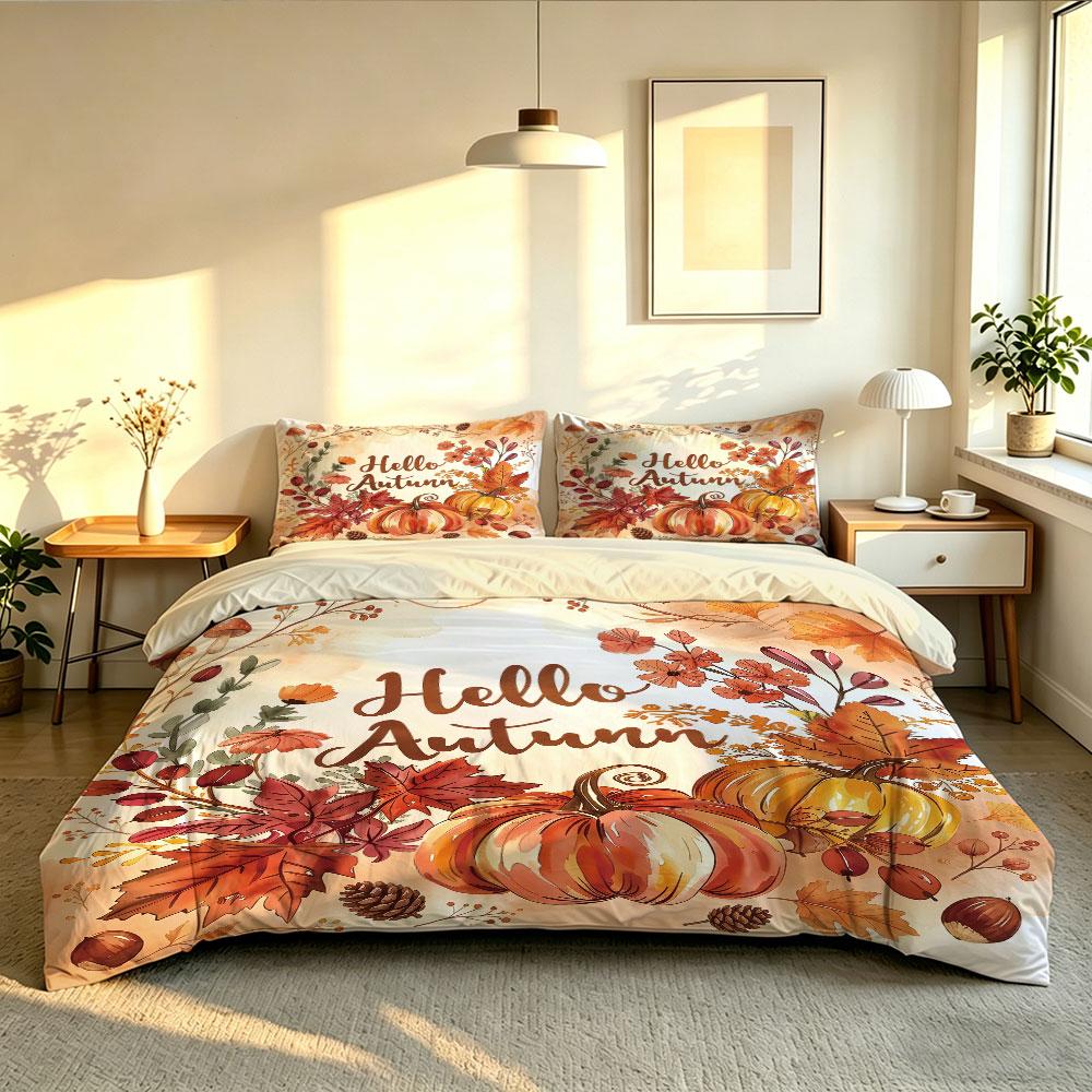3pcs 90g polyester Hello Autumn pumpkin and autumn leaf decorative patterns soft comfortable home decoration