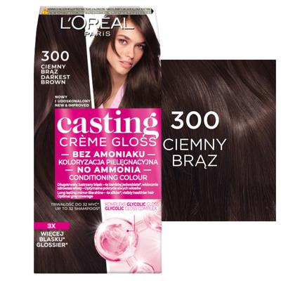 L'Oréal Casting Creme Gloss Ammonia-Free Hair Color 300 Dark Brown, 125564