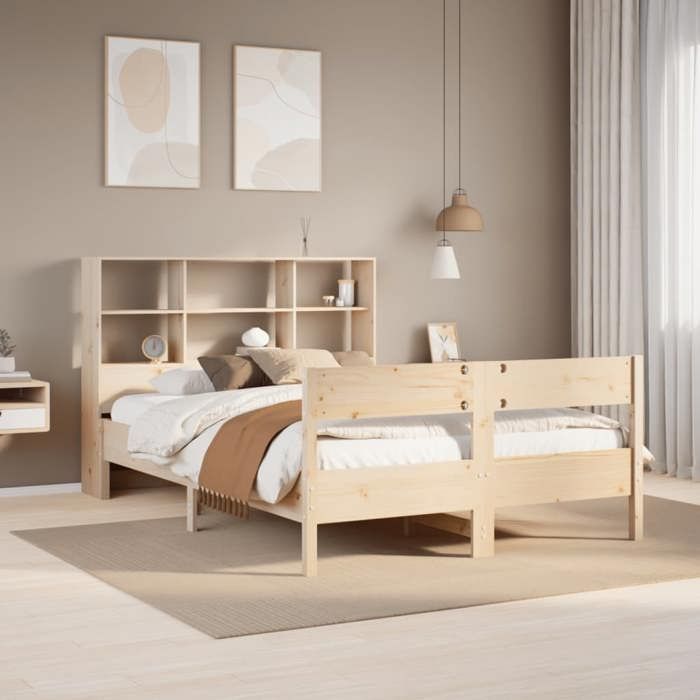 VidaXL Lit bibliothèque sans matelas 150x200 cm bois massif de pin 3322984