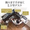 Sanwa Direct Computer Monitor Arm 150cm Wide 90cm L-Shaped Desk, Compatible, + Wide, Wooden, White, 100-DESKH011W