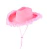 2pcs Women Western Cowboy Hat Pink Feather Novelty Cowgirl Hats For Halloween Parties Disco Costume