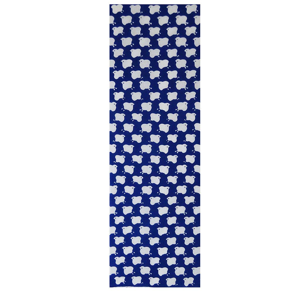 Geisodo Tenugui Hand White Houndstooth on Blue (Crimson) Towel, Background, T-20