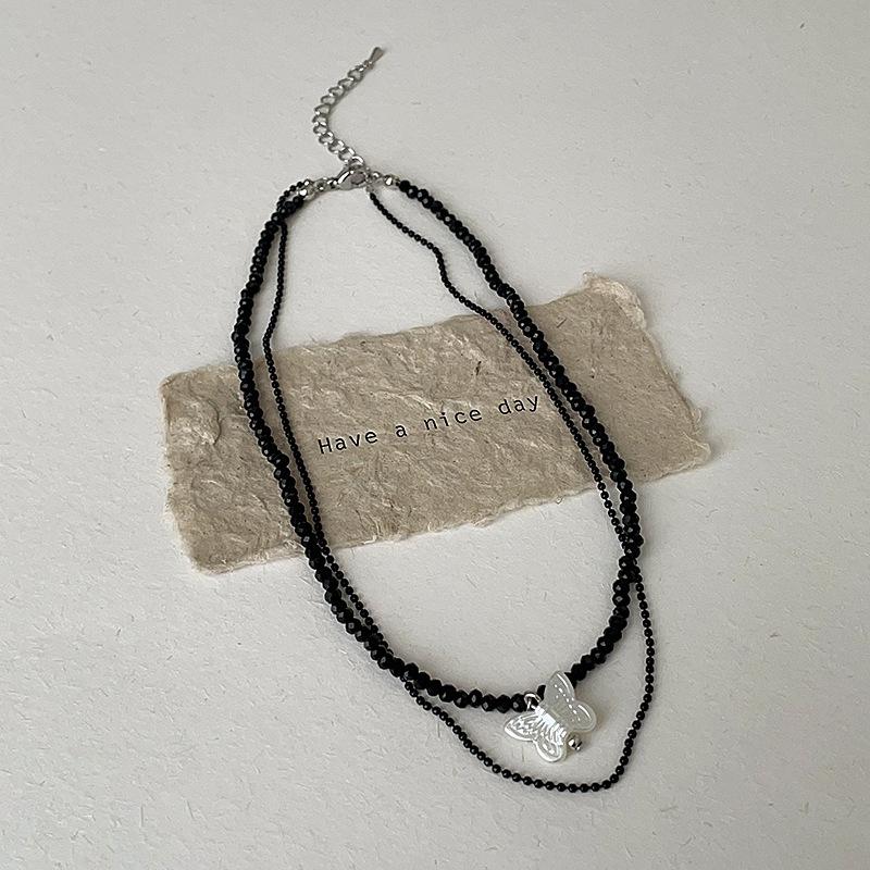 

Бабочка Любовь Черный Бисер Двойной Слой Ожерелье Женский Нишевый Индивидуальность Изысканный Модный Темперамент Универсальный Цепочка на Ключицу Цепочка