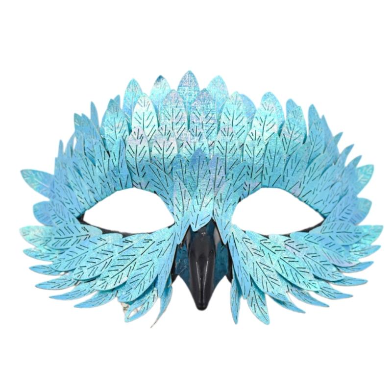 Maschera di Maschera Maschera d'Aquila Maschera Mezza Faccia Maschera per Role Playing Maschera da Festa Maschera con Becco d'Uccello e Piume Maschera per Costume di Halloween