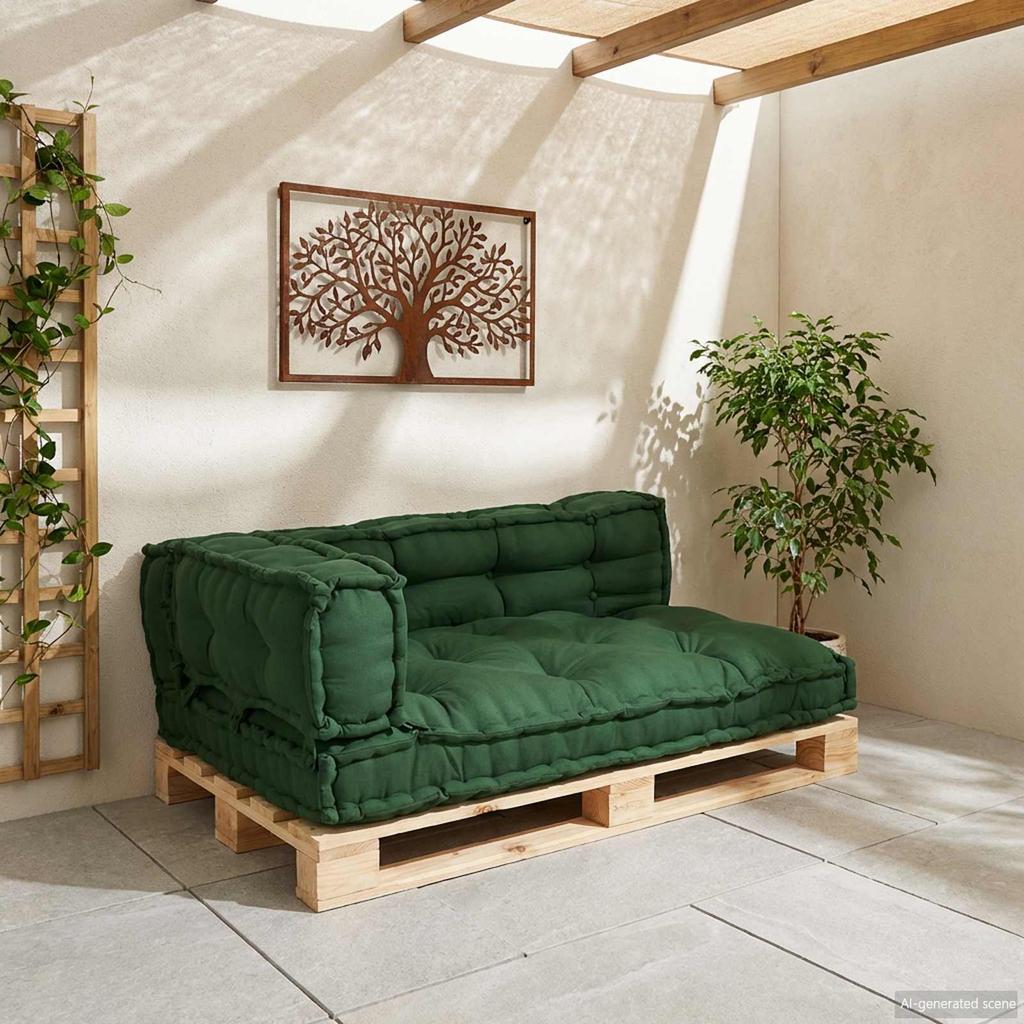 Pallet Sofa Cushion Set 3 Pcs Green 120 X 80 X 38 Cm Fabric