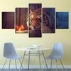 Moderne Leinwandbilder HD Gedruckte Wandkunst Rahmen Wohnzimmer Heimdekor 5 Stück Leuchtender Schmetterling Tier Tiger Malerei Poster