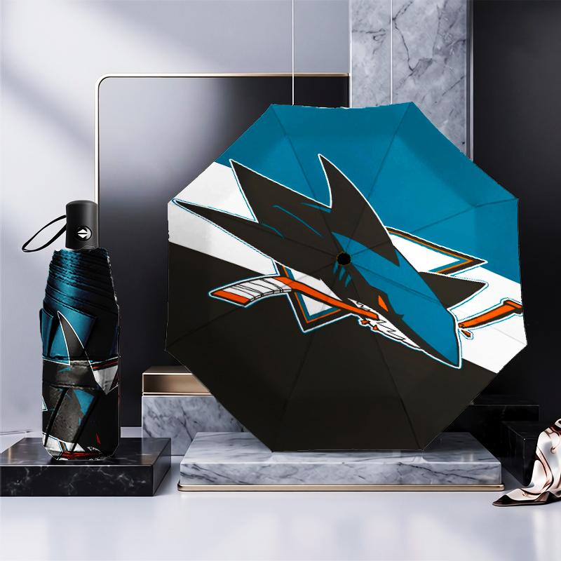 San-Jose Sharks Hockey Umbrella Folding umbrella, automatic umbrella 8-Frame for Travel, camping Use Gift for Halloween Christmas