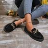 Platform Loafers Small Leather Shoes Women's Fall 2025 New Metal Thick Heel Single Shoes