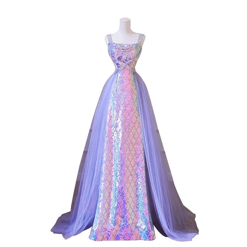 Mermaid sequined evening dress 1011 new temperament socialite party dinner annual performance host dress long dress