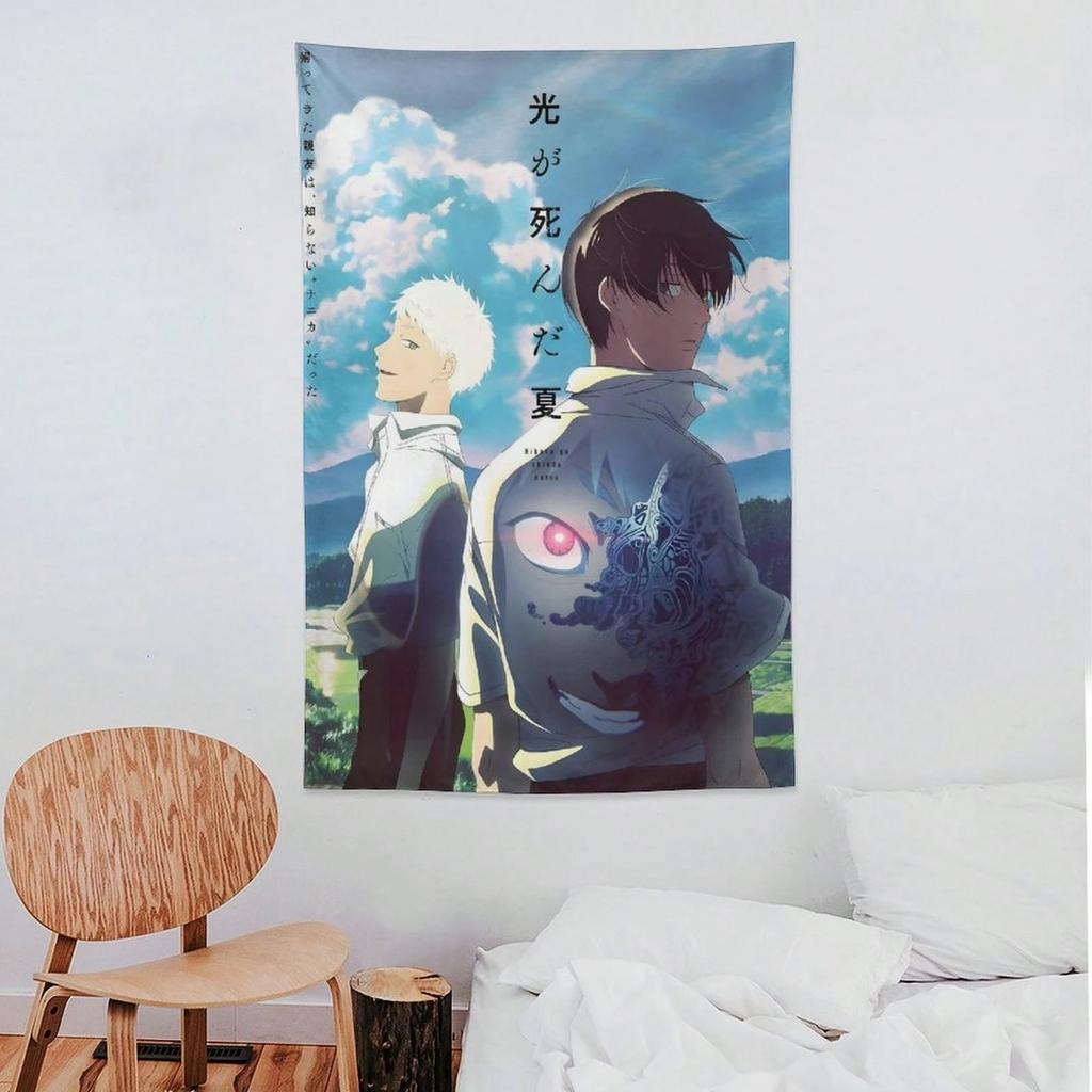 1 Stück Der Sommer, in dem Hikaru starb Anime-Wandteppich Manga Wandbehang Polyester 2D-Druck Japanische Kunst Dekoration für Schlafzimmer Geschenk für Fans