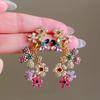 Colorful floral stud earrings, elegant niche style, daily & vacation wear, ideal ladies gift