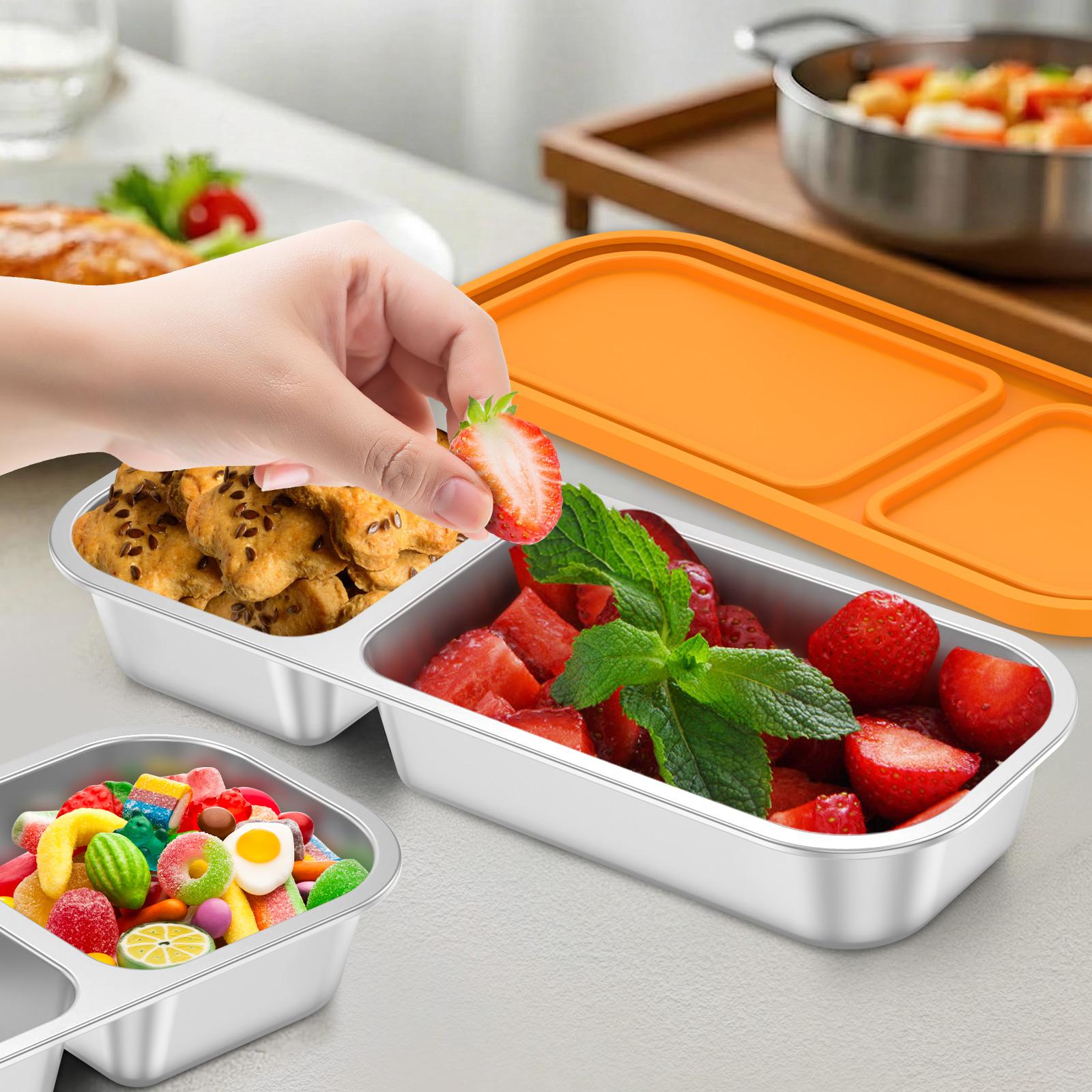 2Pcs 23 Grid Snack Container 304 Stainless Steel Food Box with Lid Sealed Lunch Box Snack Sweet Spice Boxes for Vegetables Nuts 4430₽