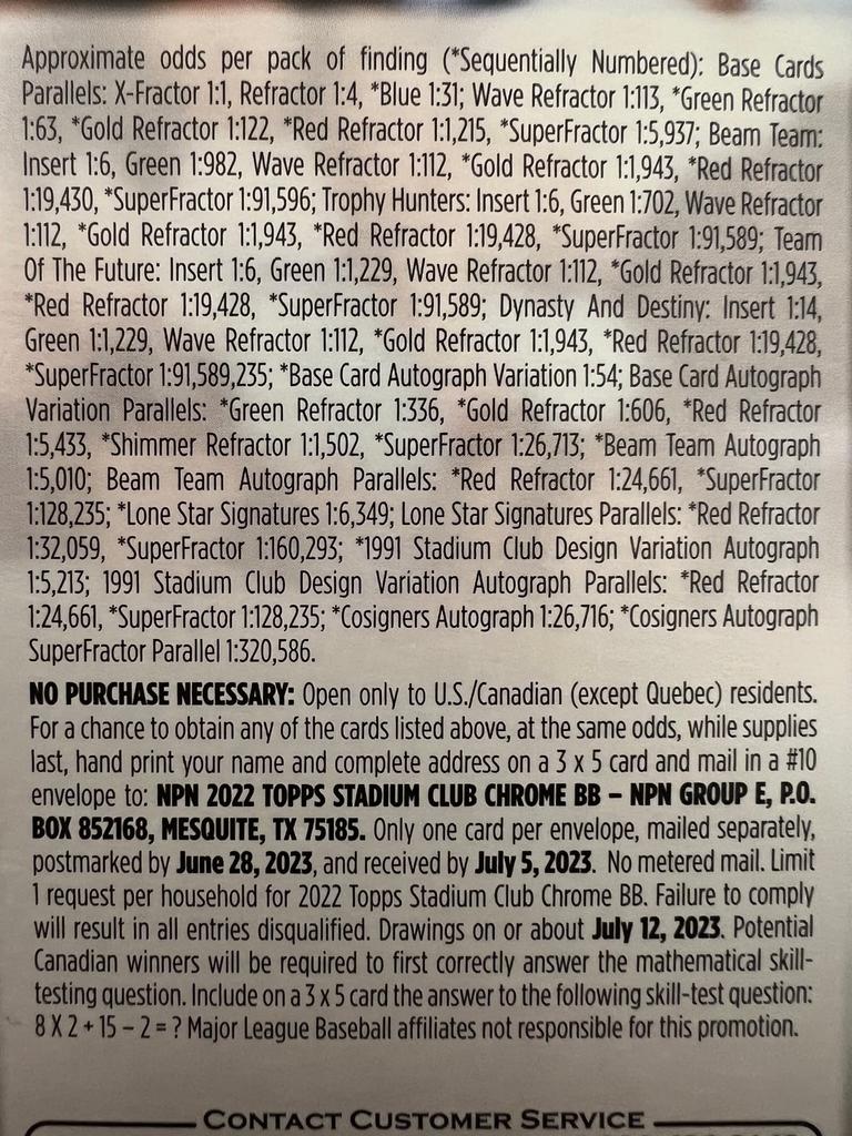 2022 Topps Stadium Club Chrome Baseball MLB Blaster Box Value Pack - 1 Pack - 7 Trading Cards - Find 1 Xfractor per Pack (Average)