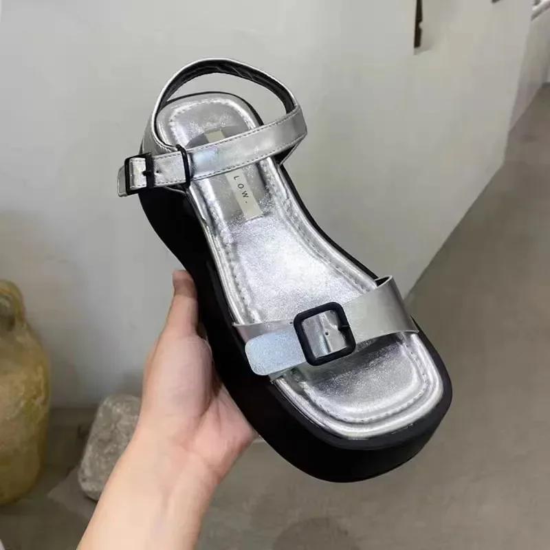 Summer Gladiator Women Sandals  Fashion Elegant Narrow Band Platform Flats Shoes Ladies Casual Outdoor Beach Sandalias 35-40