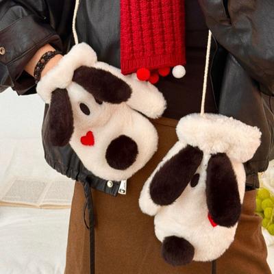 Mielos pliušinės šunų pirštinės moterims ir vyrams Didelių ausų šunų pirštinės Šiltos pūkuotos gyvūnų pirštinės žiemai Lauke Gatvėje Kasdieniams reikalams