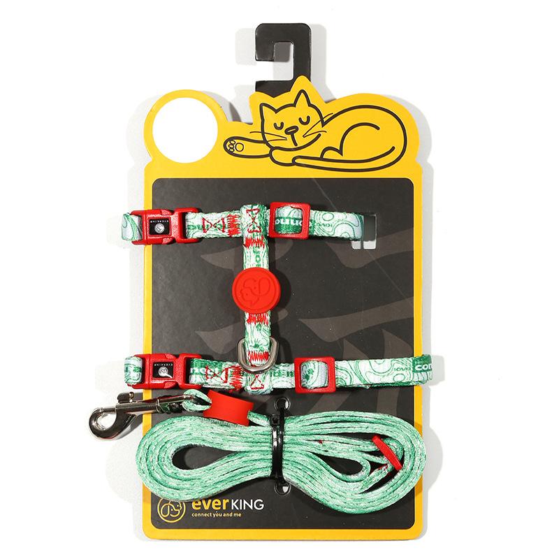 

Тяговая веревка для домашних животных, веревка для собак, веревка для кошек, прогулочная веревка для кошек, прогулочная веревка для собак, нагрудный ремень для собак, H-образный противоскользящий нагрудный ремень 95-150CM зелёный