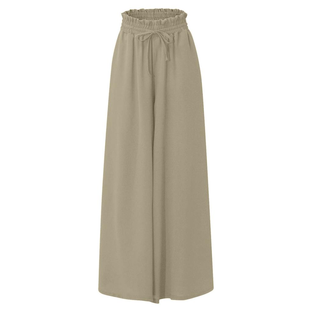 Women High Waisted Wide Leg Pants Summer Casual Flowy Palazzo Pants Beach Trousers With Pocket