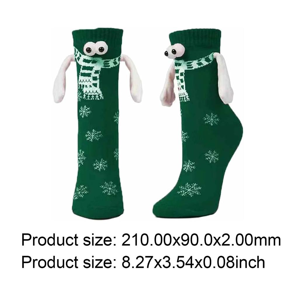 1/2 Pair Funny Christmas Socks Magnetic BigEyes Holding Hands Stockings Couples Personality Midtube Sock Teens Friends Xmas Gift