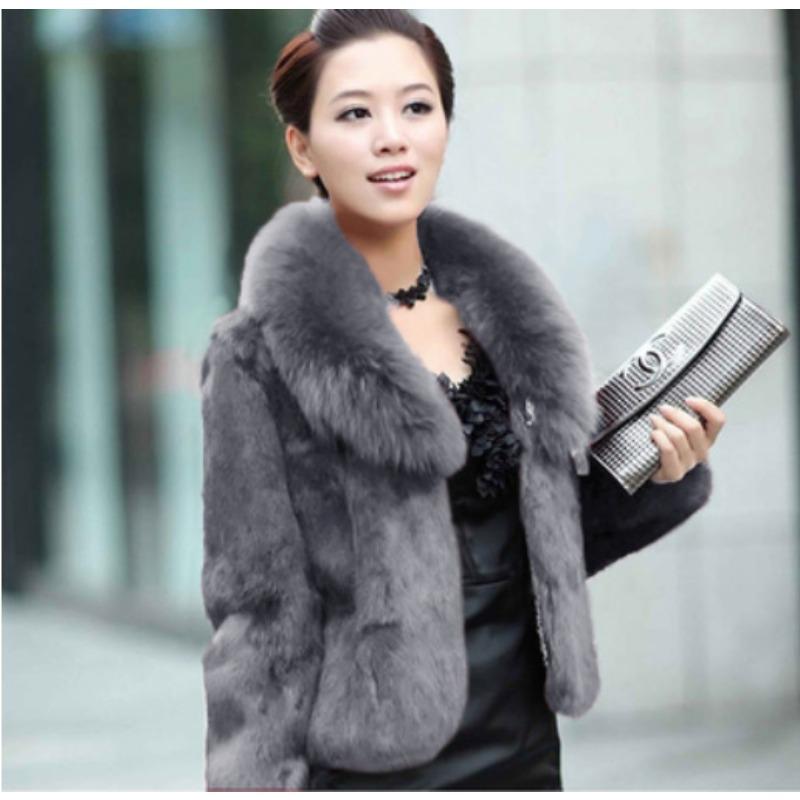 

Autumn and winter new imitation mink imitation fur short coat imitation fox hair slim and thin wool women s clothing 5XL