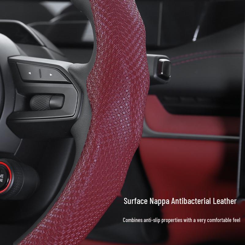 Universal 5D Suede & Nappa Leather Steering Wheel Cover - Anti-Slip, All-Season Protection