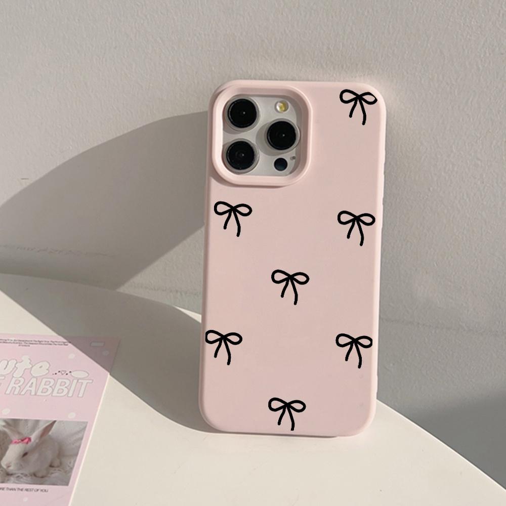 Minimalistische schwarze Schleife Handyhülle geeignet für iPhone 17 16 15 14 13 12 11 Pro/Max/Plus sturzsicher und stoßfest Rückseite