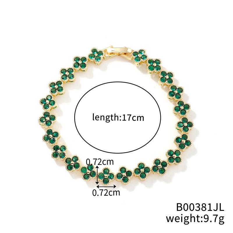 Light Luxury Colorful Zircon Flower Charm Trendy 18K Gold Plated & Rhodium Plated Women's 17cm Rainbow Tennis Bracelet