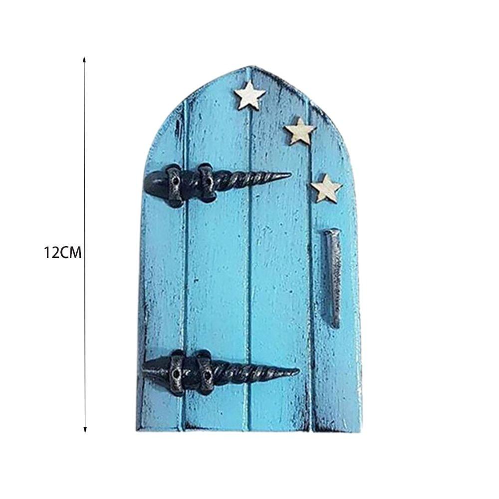 Creative Miniature Wooden Door Engraved Design Yard Art Statue Gift Windows Door Figurines