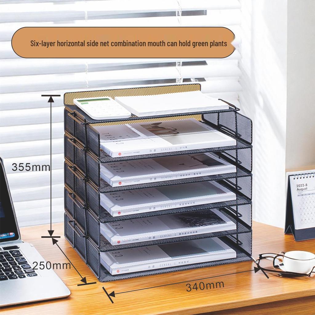 Multilayer A4 Metal Desktop File Organizer and Storage Rack Set for Office Supplies