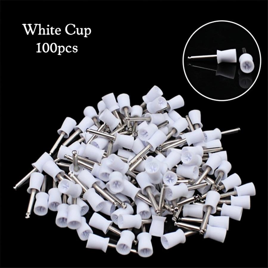 100Pcs/Box Dental Treatment Brush Prevention Brush Polishing Polisher Disposable Pointed Cup Head Brush Head Dental