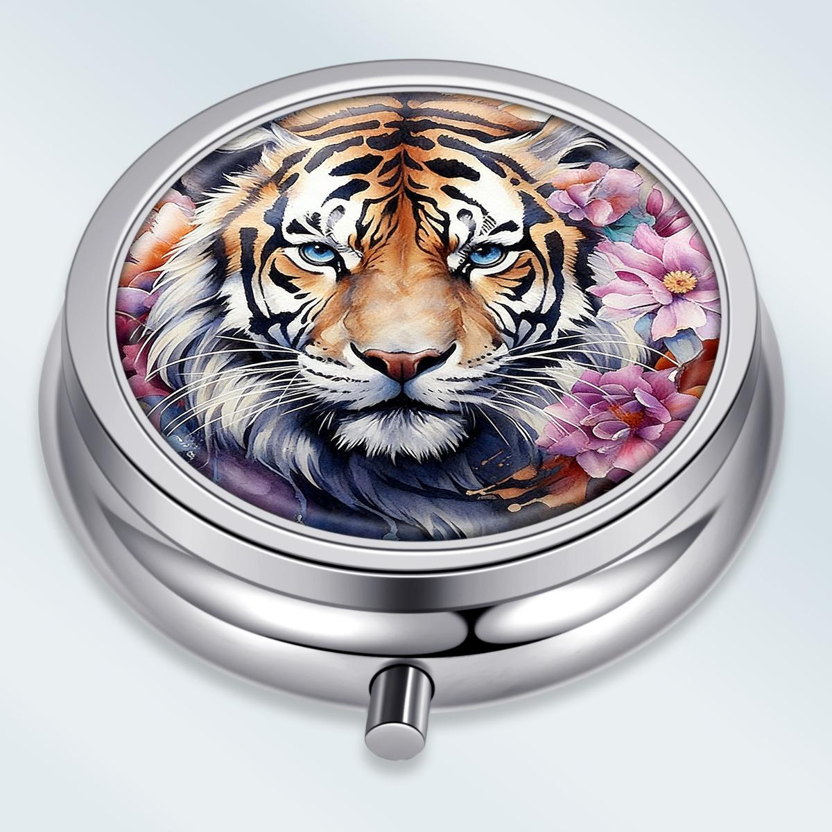 

Portable Pill Box with 3 Compartments, Mini Metal Medicine Organizer Case, Cute Printed Pill Container for Vitamins, Pills, Jewelry, Travel, Daily Use разноцветный