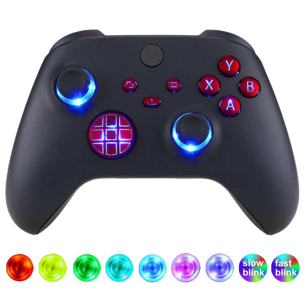 EXtremeRate Mehrfarbig beleuchtetes und ABXY-Tastenset für Xbox Series DTF V2 LED-Kit für Xbox Core Controller Modell 1914 Controller nicht enthalten