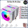 QiuzAim 6 Heat Pipe CPU Cooler Argb 90mm Fan White/Black Themed Radiator Twin Towers install LGA2011 x99 1200 115x 1700 AM4 AM5
