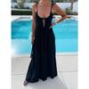 Women's Summer New Dress Solid Color Jacquard Suspender Deep V Sexy Loose Long Skirt for Women