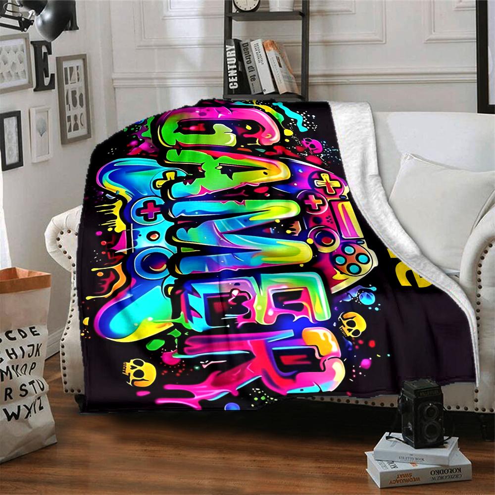 Custom Name Game Controller Theme Printed Blanket - Perfect for Couch, Bed, Travel & Outdoor Use | Machine Washable, Cozy & Durable.