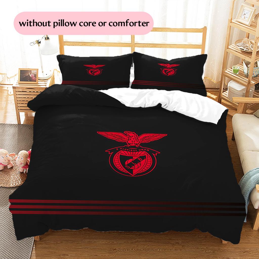 SL Benfica Football Club Pattern Bedding Quilt Set Home Decoration Gift (1 * duvet cover + 2 * pillowcase without core)